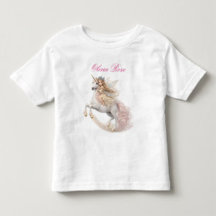 Custom Fairy Riding Unicorn with pink mane Toddler T-Shirt