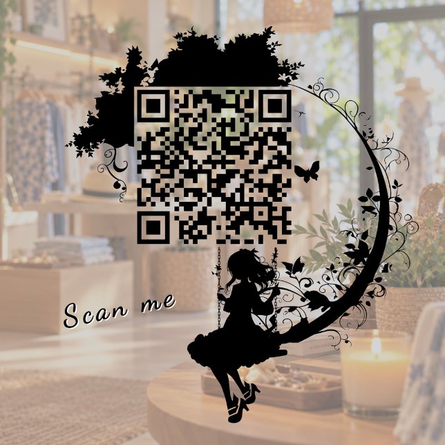 Custom Fairy Tale Magic Tree Silhouette QR Code Window Cling (Creator Uploaded)