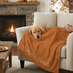 Custom Fall Family Name Fleece Personalised Blanket