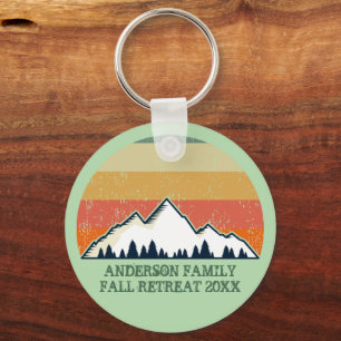 Custom Fall Family Reunion Sunset Mountain Trip Key Ring