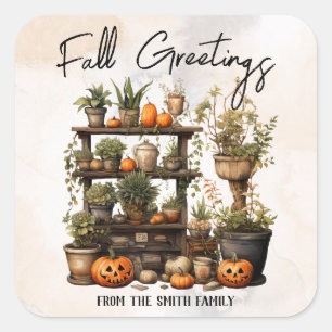 Custom Fall Greetings Square Sticker