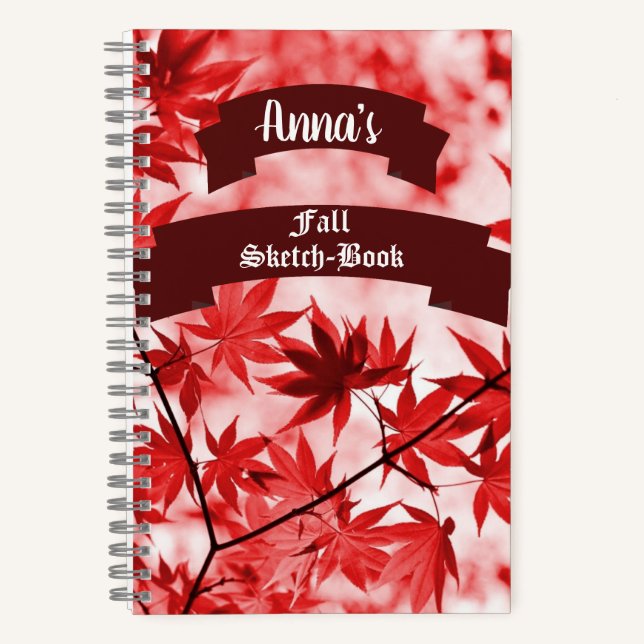 Custom Fall Maple Leaves Artistic Colourful Elegan Notebook (Front)