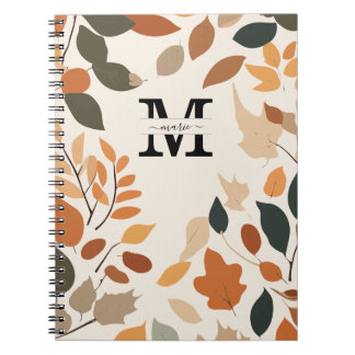 Custom Fall Monogram Floral Personalised Notebook