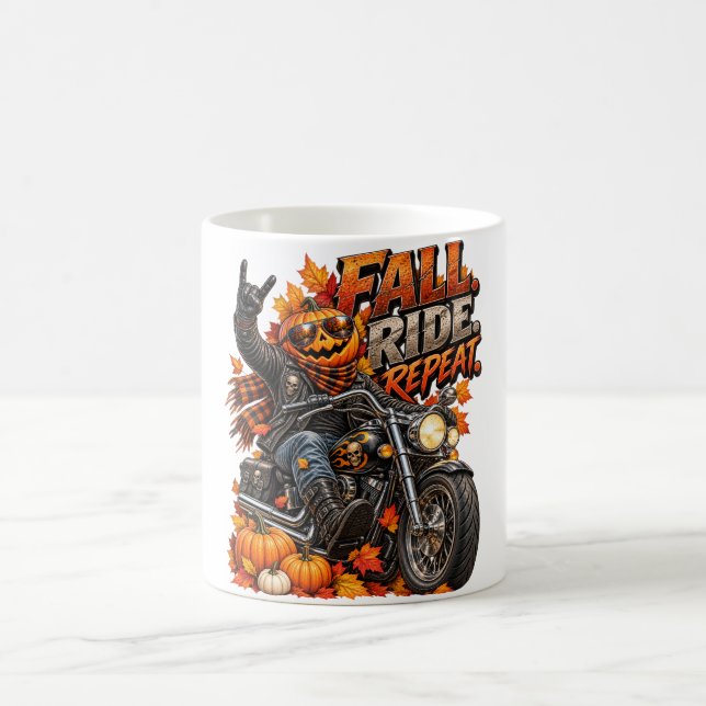 Custom Fall Pumpkin Motorcycle Graphic Coffee Mug (Center)