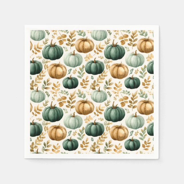 Custom Fall Pumpkin Photo Frame Napkin (Front)
