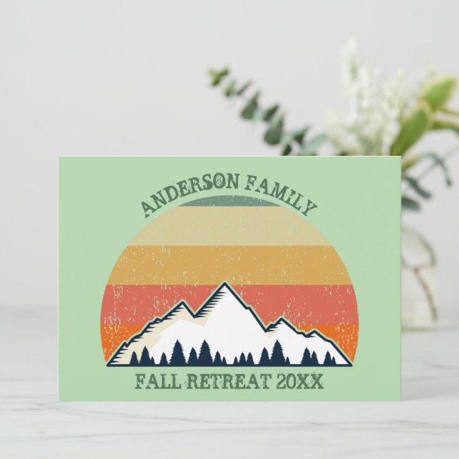 Custom Fall Retreat Sunset Mountain Party Invitation (Standing Front)