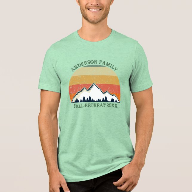 Custom Fall Sunset Family Reunion Green Tri-Blend Shirt (Front)