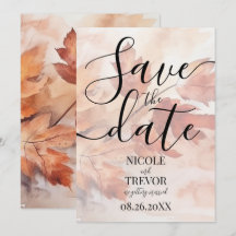 Custom Fall Watercolor Leafy Branch Wedding
