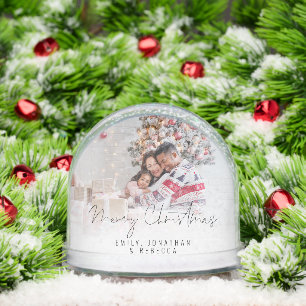 Custom Family 2 Photos Merry Christmas  Snowglobe