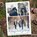 Custom Family 3 Photo Collage Merry Everything Holiday Card<br><div class="desc">Introducing our holiday cards, perfect for spreading cheer and joy this holiday season! Our simple and modern design features the phrase "Merry Everything Happy Always" in a bold and festive font. The card is designed to showcase a family picture, making it a great way to share your holiday greetings with...</div>