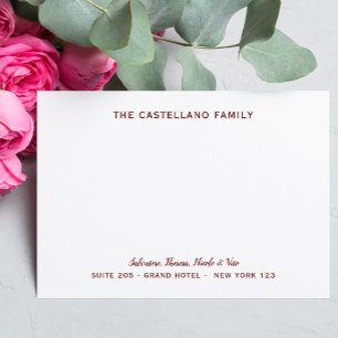 Custom Family Address Cursive Names Dark Red Card
