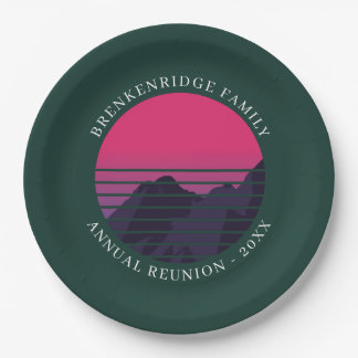 Custom Family Annual Reunion Mountains Paper Plate