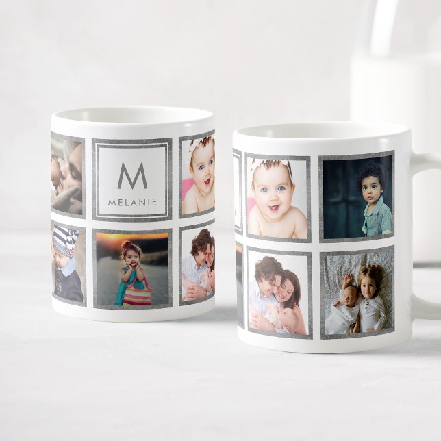 Custom Family Baby Photo Collage Monogram Coffee Mug (Creator Uploaded)