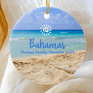 Custom Family Bahamas Vacation Christmas Ceramic Tree Decoration