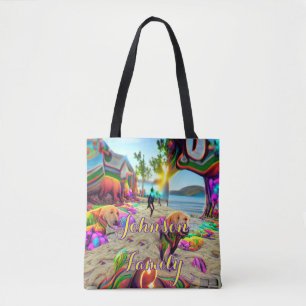 Custom Family Beach Tote Bag Labrador Retriever