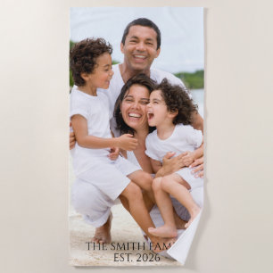 Custom Family Beach Towel Photo with Name
