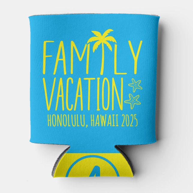 Custom Family Beach Vacation Group Matching  Can Cooler (Front)