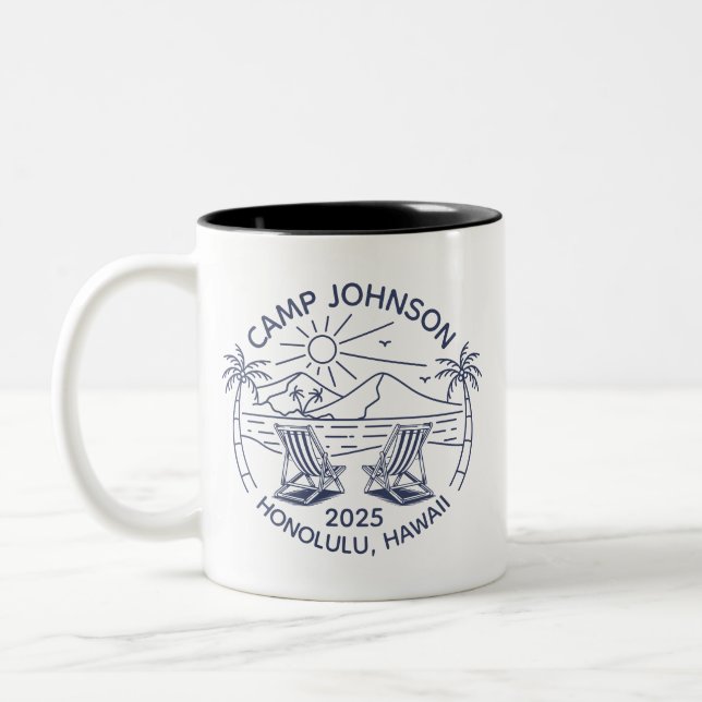 Custom Family Beach Vacation Group Matching Two-Tone Coffee Mug (Left)