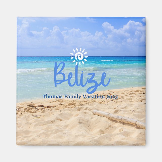 Custom Family Belise Beach Vacation Christmas Magnet (Front)