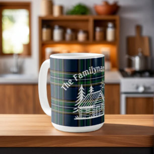 Custom Family Cabin Plaid Ceramic Coffee Mug