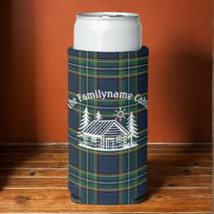 Custom Family Cabin Tartan Seltzer Can Cooler