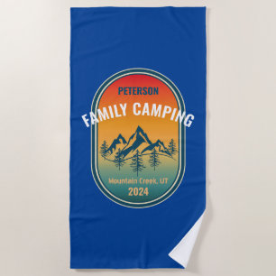 Custom Family Camping Vintage Sunset Adventure Beach Towel