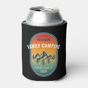 Custom Family Camping Vintage Sunset Adventure Can Cooler
