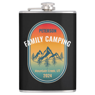 Custom Family Camping Vintage Sunset Adventure Hip Flask