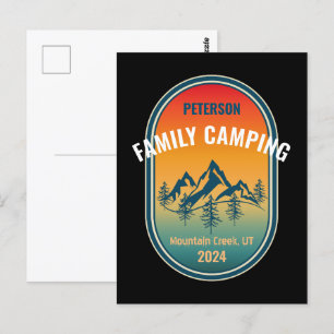 Custom Family Camping Vintage Sunset Adventure Postcard