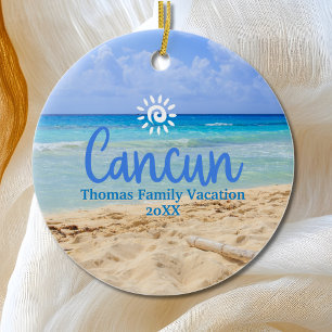 Custom Family Cancun Vacation Christmas Tree Ceramic Tree Decoration