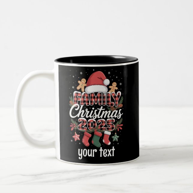Custom Family Christmas 2025 Personalised Matching Two-Tone Coffee Mug (Left)