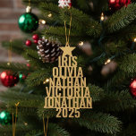 Custom Family Christmas Tree Ornament with Names Photo Sculpture Decoration<br><div class="desc">Celebrate the holidays with a personalised touch by adding this Custom Family Christmas Tree Ornament with Names to your festive decor. Perfect for honouring your loved ones, this ornament allows you to customise each family member’s name, making it a cherished keepsake for years to come. With a timeless design, it’s...</div>
