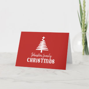 Custom family Christmas tree red  Holiday Card