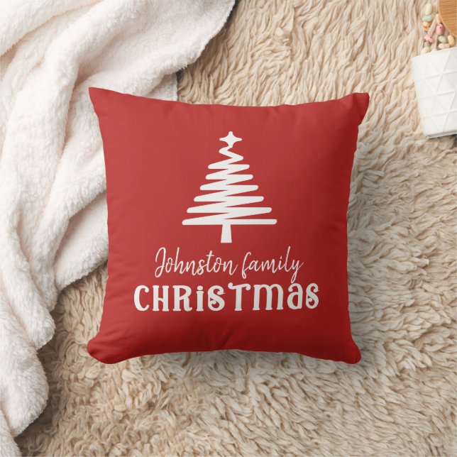 Custom family Christmas tree simple red  Cushion (Blanket)