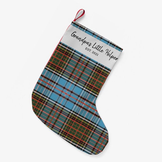 Custom Family Clan Anderson Plaid Tartan Name Small Christmas Stocking (Front (Hanging))