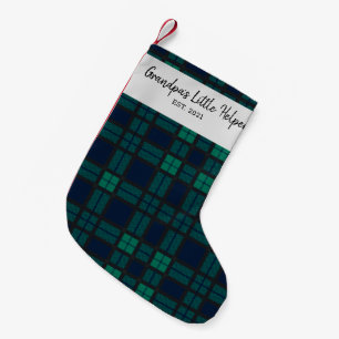 Custom Family Clan Black Watch Plaid Check Tartan Small Christmas Stocking