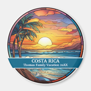 Custom Family Costa Rica Trip Faux Stained Glass Magnet