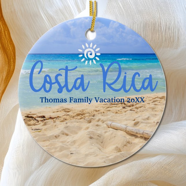 Custom Family Costa Rica Vacation Christmas Ceramic Tree Decoration (Creator Uploaded)