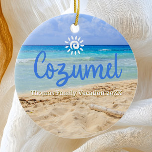 Custom Family Cozumel Vacation Christmas Ceramic Tree Decoration