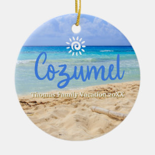 Custom Family Cozumel Vacation Christmas Ceramic Tree Decoration