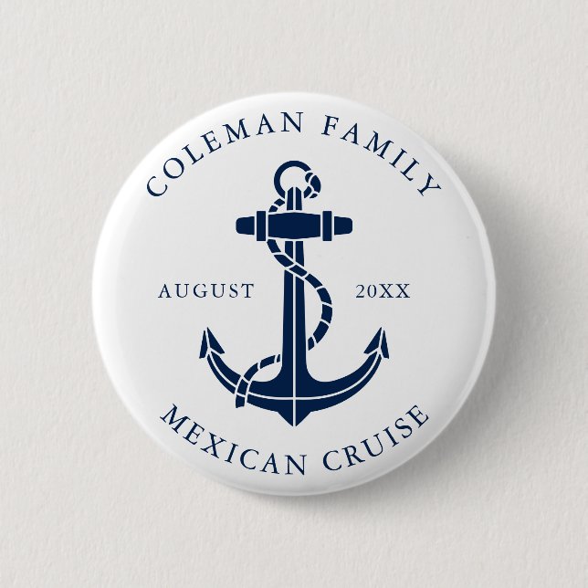 Custom Family Cruise Ship Nautical Anchor 6 Cm Round Badge (Front)