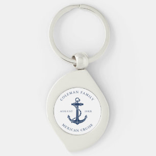 Custom Family Cruise Ship Nautical Anchor Key Ring