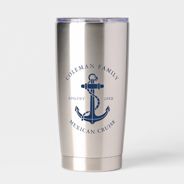Custom Family Cruise Ship Nautical Anchor Swag Insulated Tumbler (Front)
