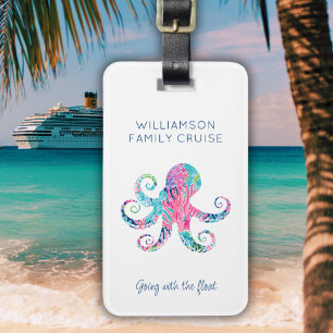 Custom Family Cruise Vacation Cute Octopus Luggage Tag