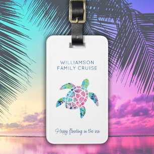 Custom Family Cruise Vacation Cute Sea Turtle Luggage Tag