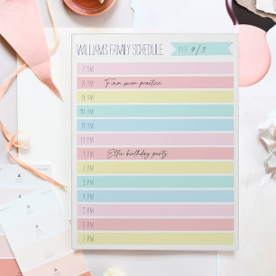 Custom Family Daily Planner or Homeschool Schedule Notepad