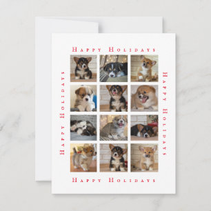Custom Family Dog Photo Collage Puppy Christmas  Holiday Card