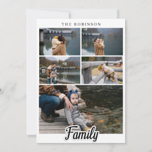 Custom Family Elegant Modern Black and White Text Card