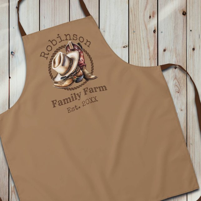 Custom Family Farm Western Cowboy Boots Apron (Creator Uploaded)