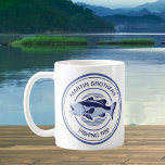 Custom Family Fishing Trip Blue Bass Fisherman Coffee Mug<br><div class="desc">Customise this family fishing trip mug for your dad and brothers before going out on the lake to fish this summer. A cool periwinkle and navy blue fisherman design with an open mouthed bass and your custom text or last name.</div>